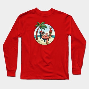 Cute Cartoon Santa on the Beach Long Sleeve T-Shirt